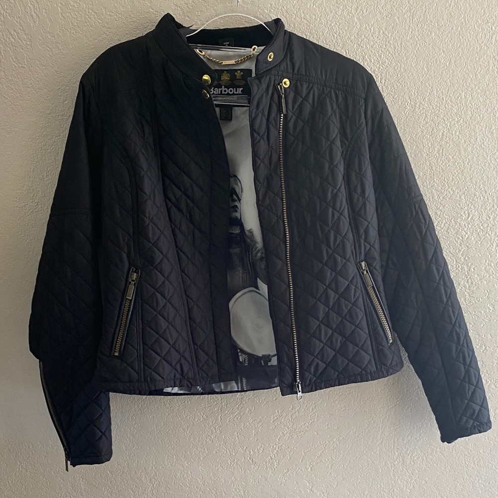 Barbour Women's Black Quilted Bomber Jacket size 8